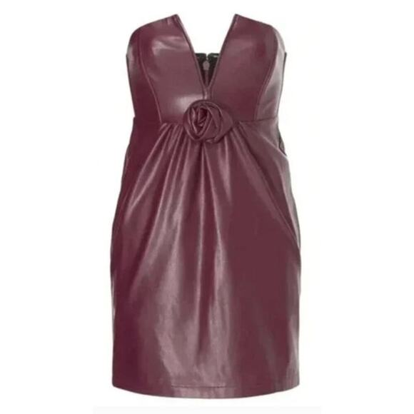 Ashley Park x RTR Voila Dress Vegan Leather Strapless Sheath Mini Purple Size 0 - Picture 1 of 13